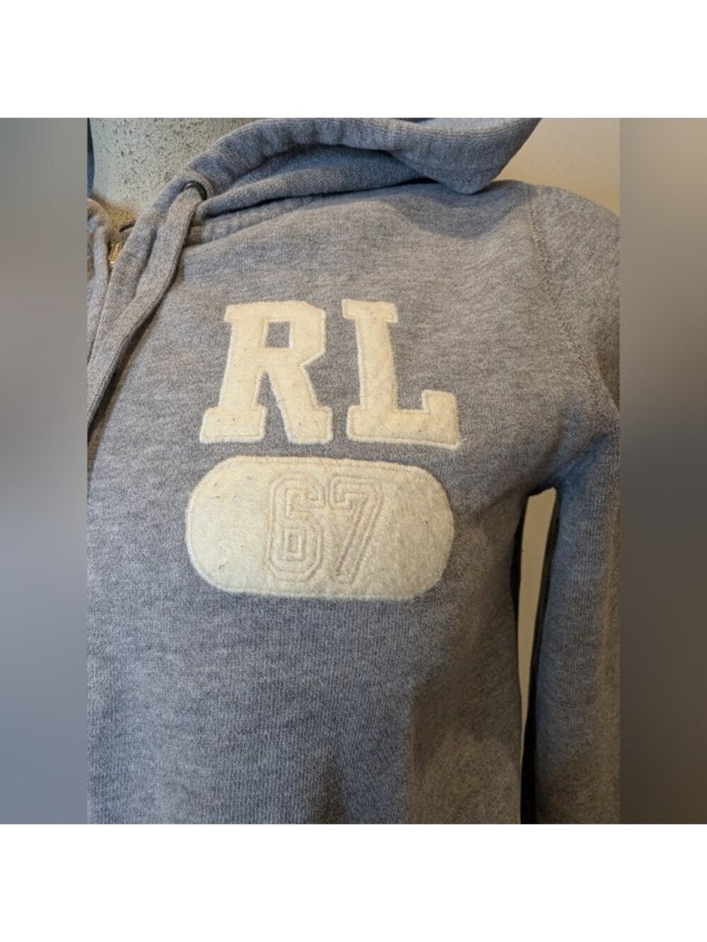 Ralph Lauren Polo Zip Up Hoodie Women L Gray Sweatshirt Classic Y2K Streetwear - Picture 10 of 11